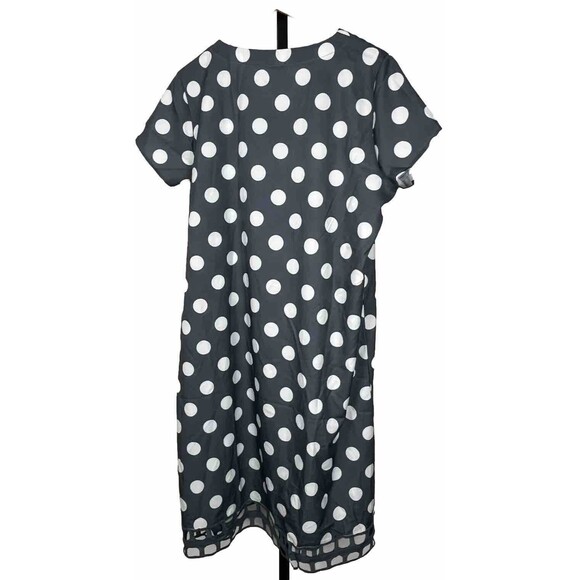 Just‎ Fashion Now Dress Short Sleeve Cut Out Crochet Hem Gray Polka Dot XL NWT - Picture 3 of 3